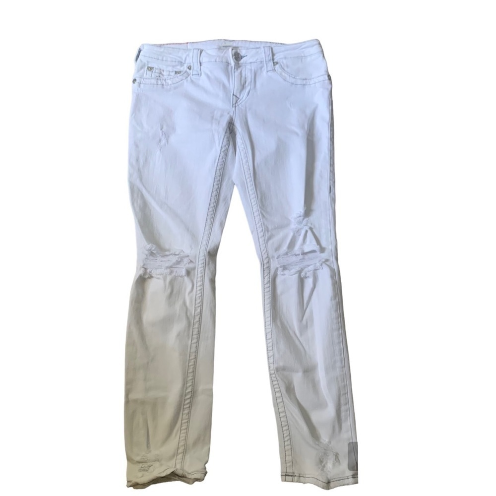 TRUE RELIGION White Distressed Skinny Jeans size 30
